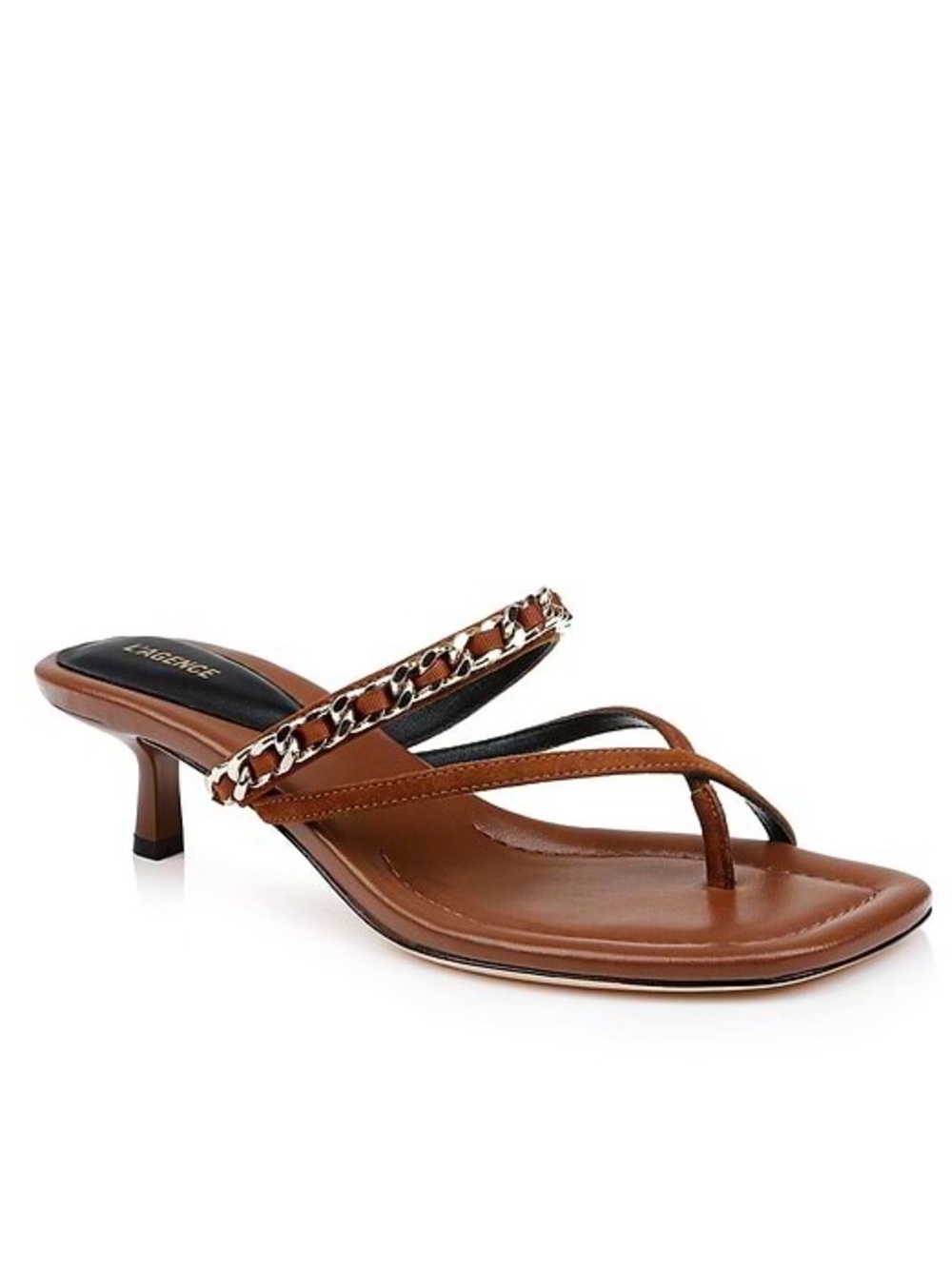 L'AGENCE Georgette Leather Chain-Detail Thong Sandals